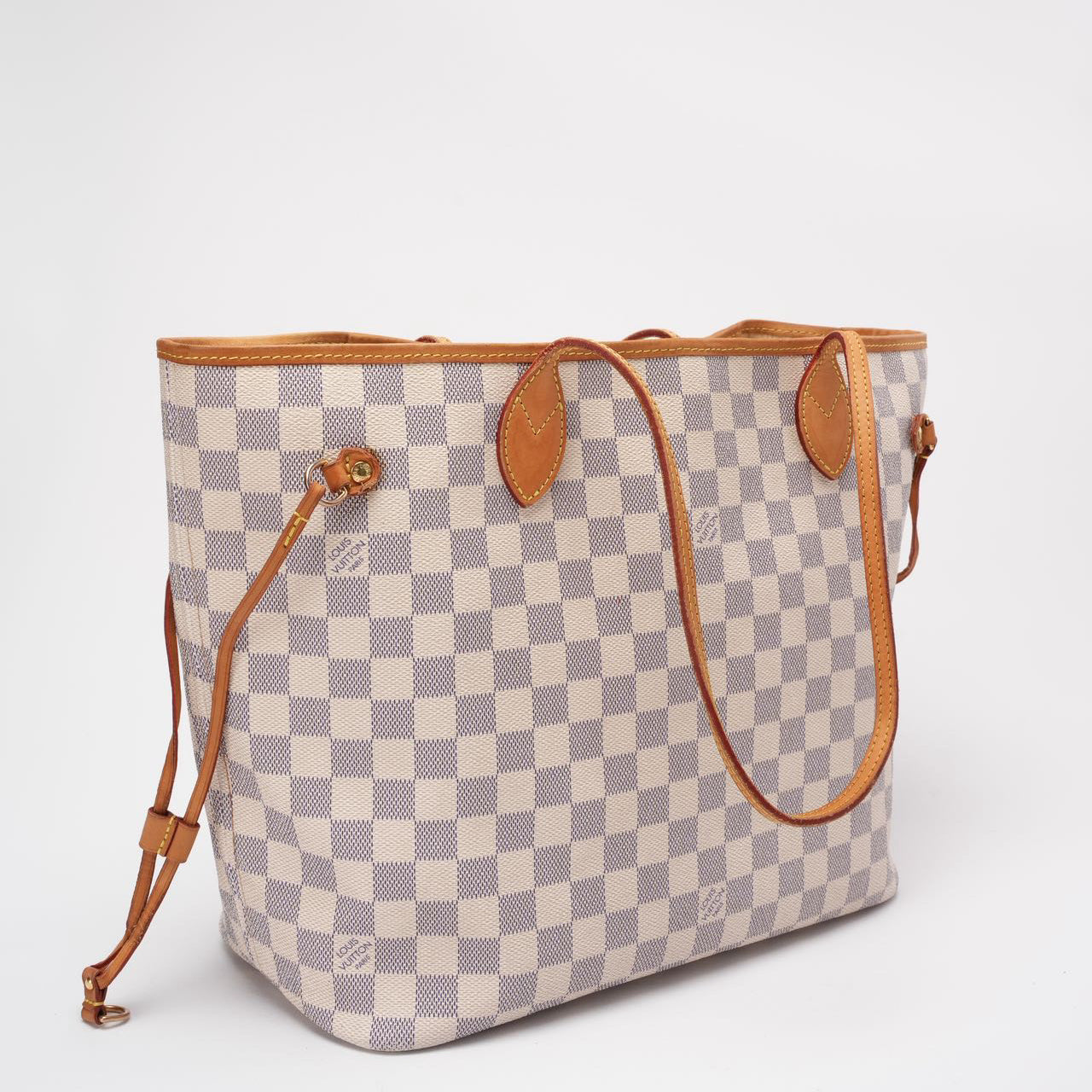 Louis Vuitton White Canvas Damier Azur Neverfull MM Tote Bag 2014