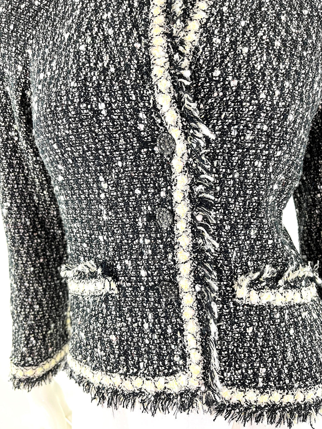 CHANEL Tweed 05A Black White Jacket  36 2 4