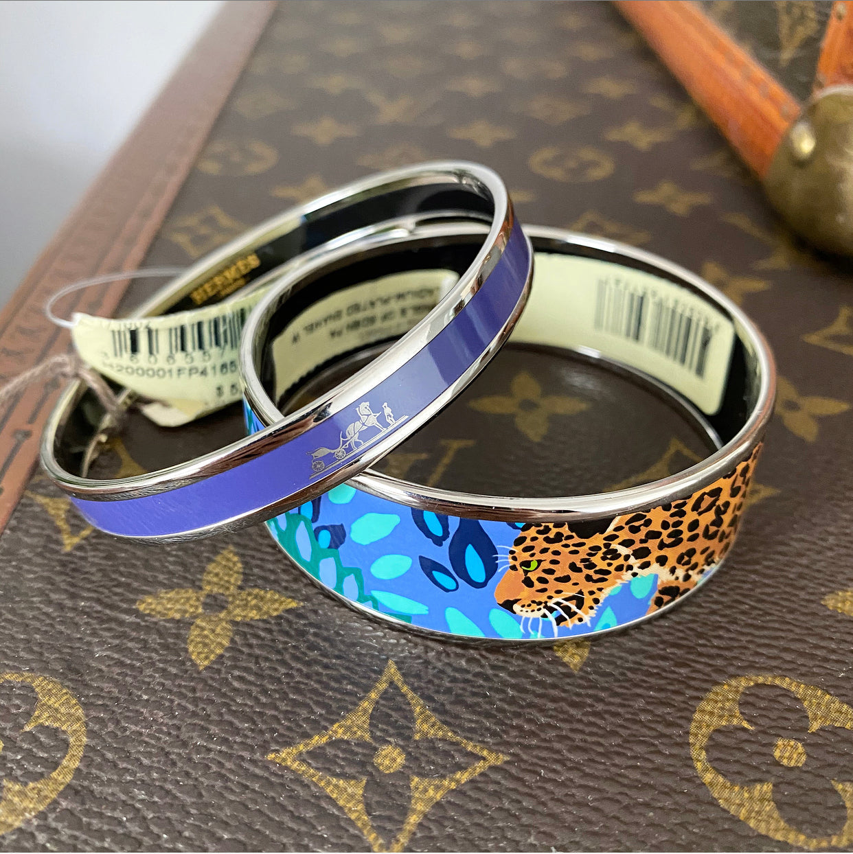 Hermes Jungle of Eden Printed Enamel Bangle Bracelet 65mm