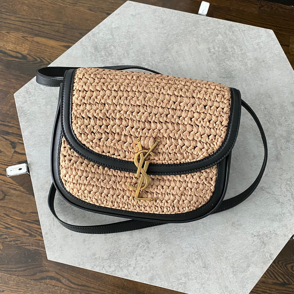 Saint Laurent Kaia Medium Raffia Satchel Bag