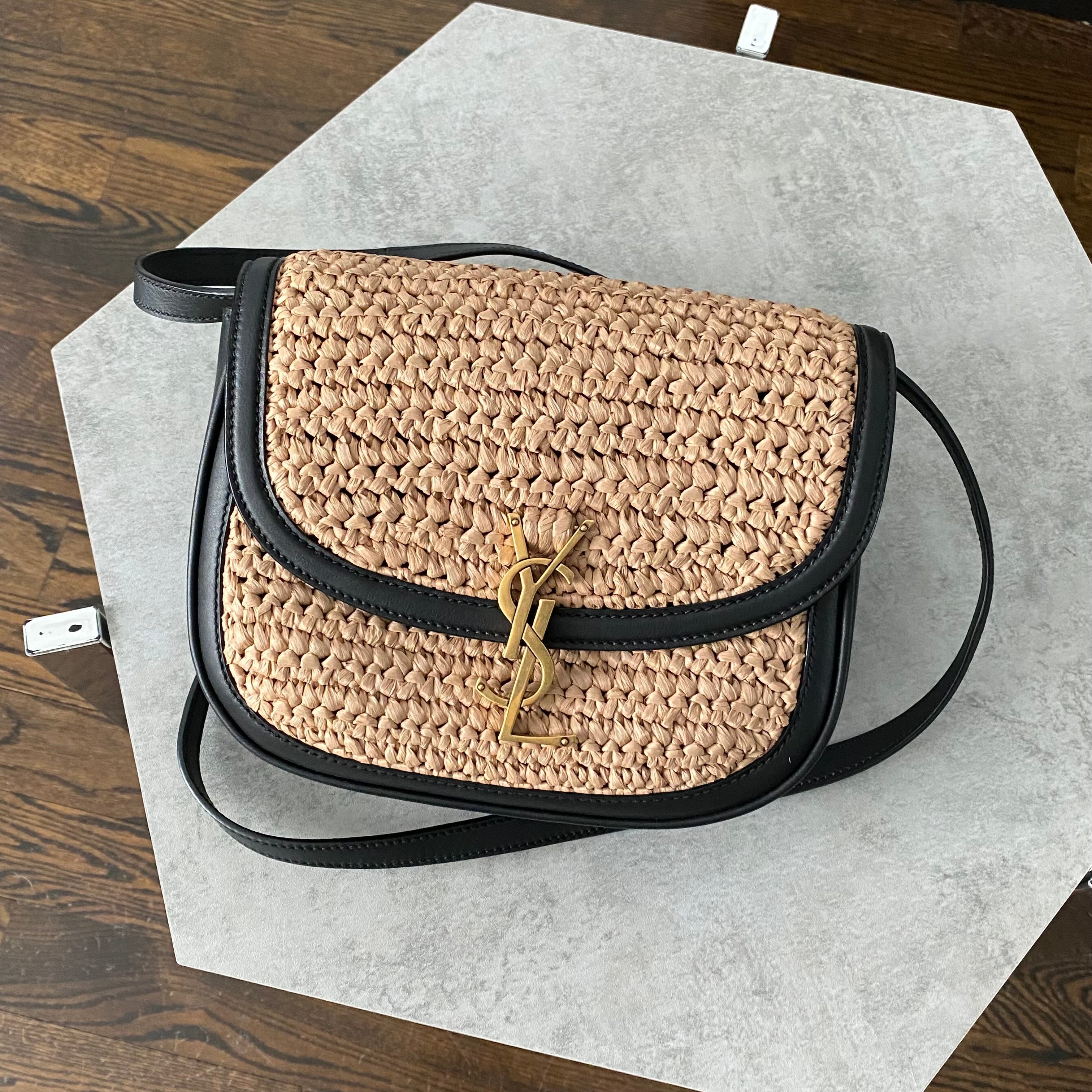 Saint Laurent Kaia Medium Raffia Satchel Bag