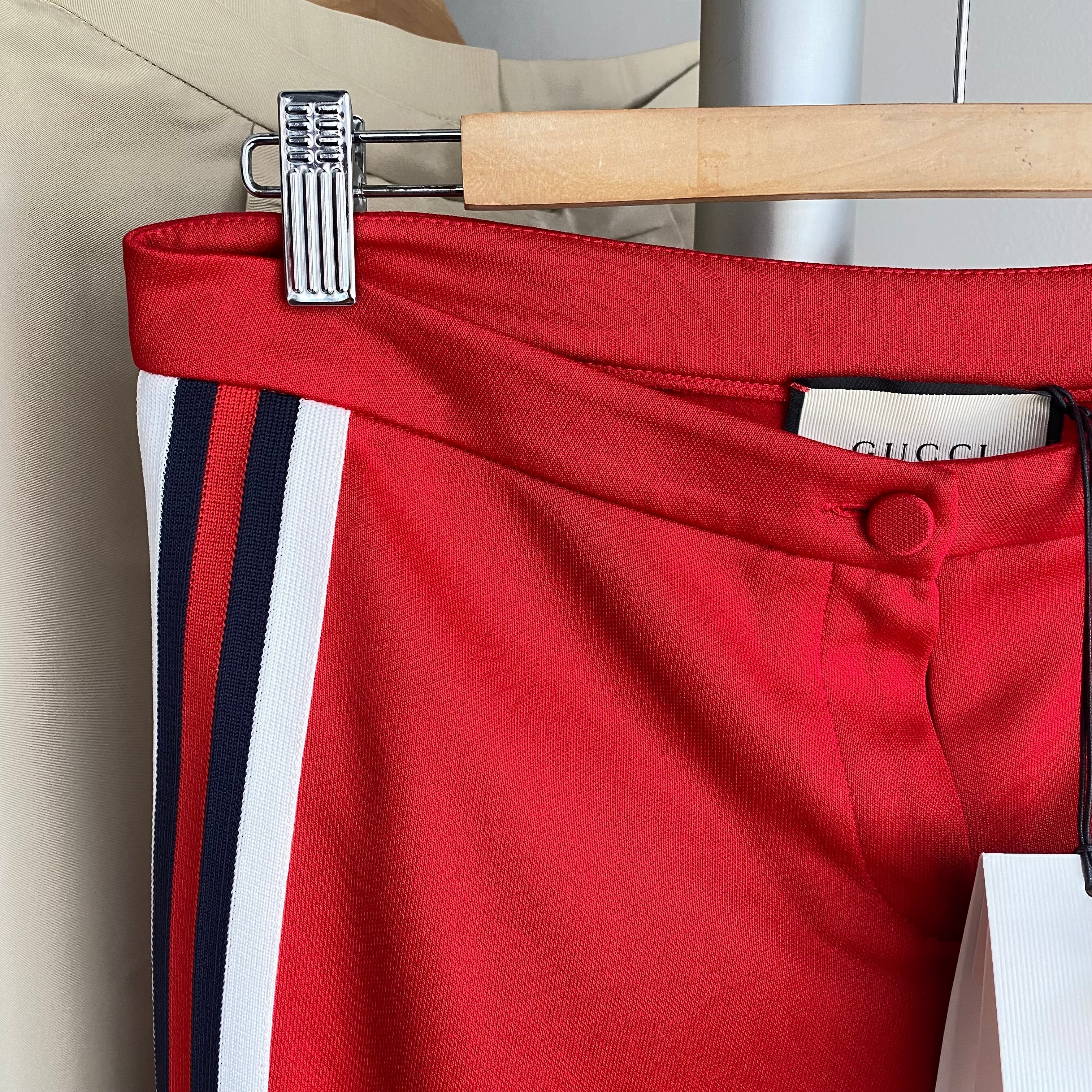 Gucci Red Knit Jersey Stripe Leggings / Joggers - M