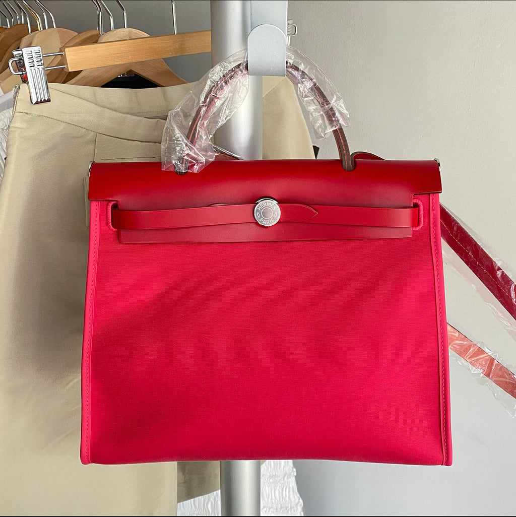 Hermes Herbag Zip 31 Bicolor Rose Extreme / Rouge Piment