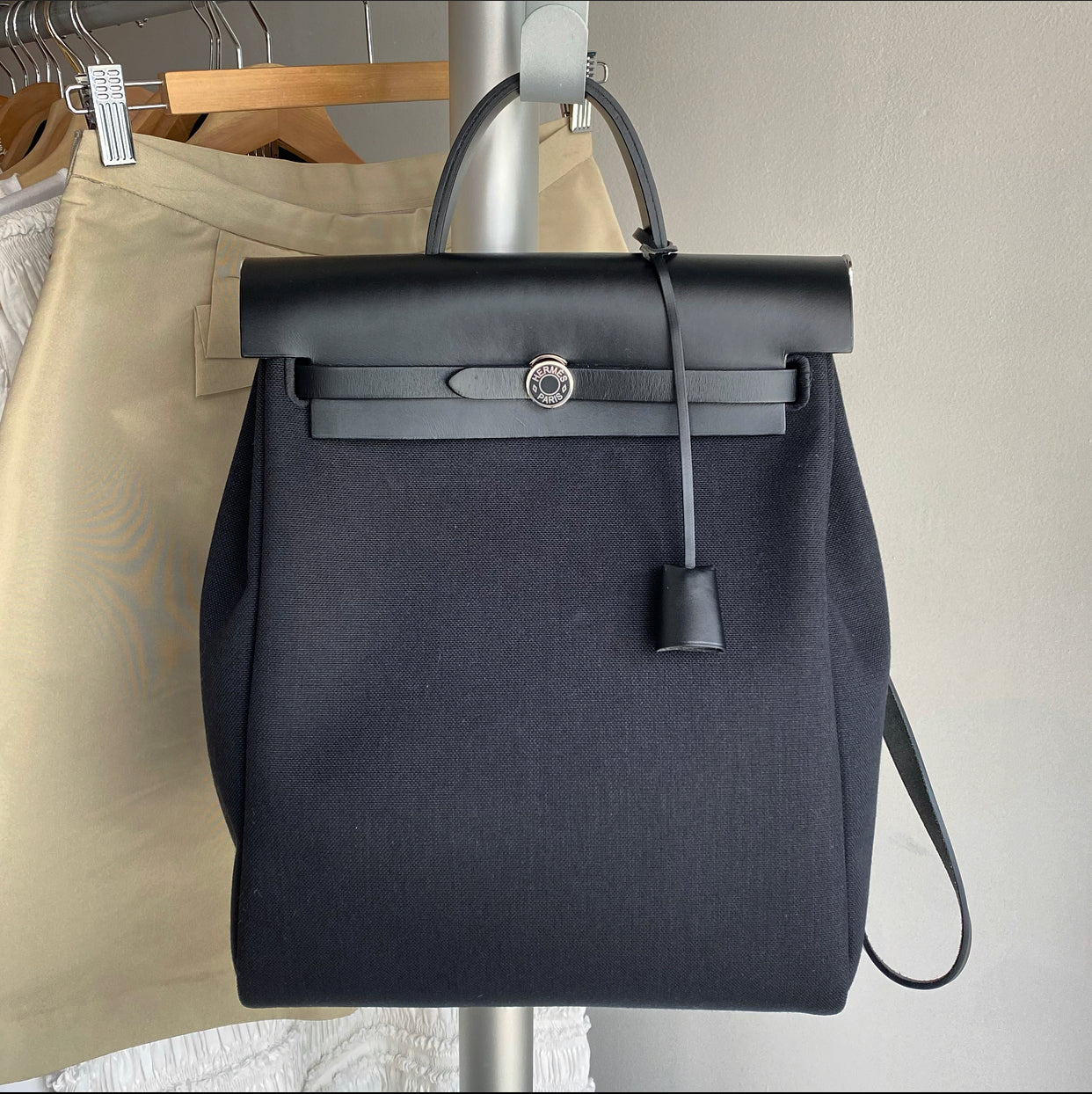 Hermes Black Herbag A Dos Zip Retourne Backpack