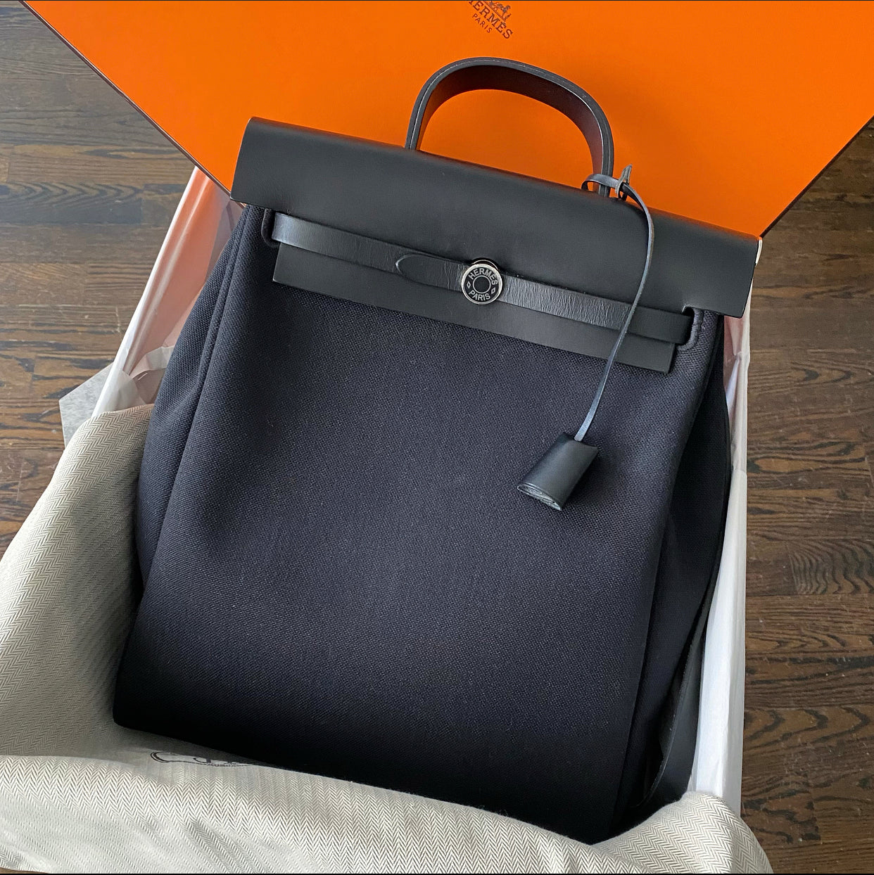 Hermes Black Herbag A Dos Zip Retourne Backpack