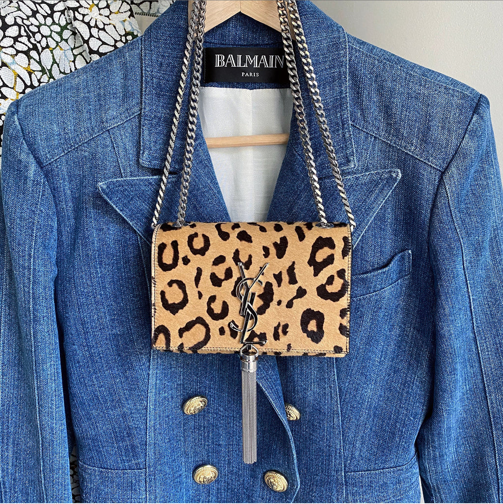 Saint Laurent Mini Calf Leopard Kate Tassel Crossbody Bag