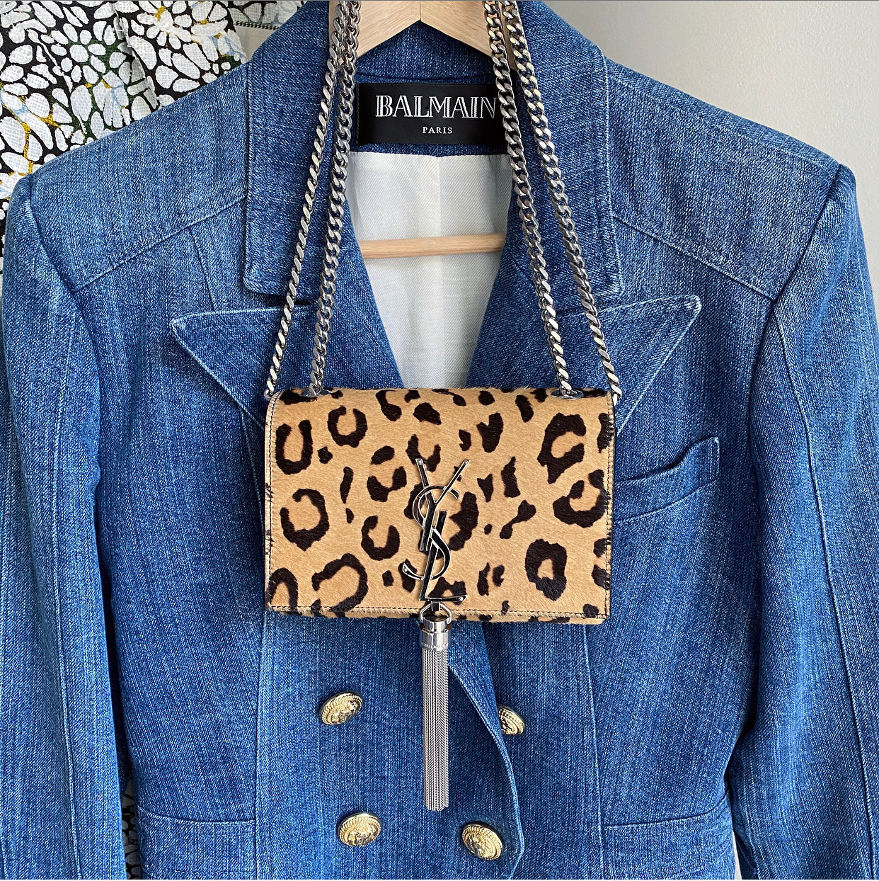 Saint Laurent Mini Calf Leopard Kate Tassel Crossbody Bag