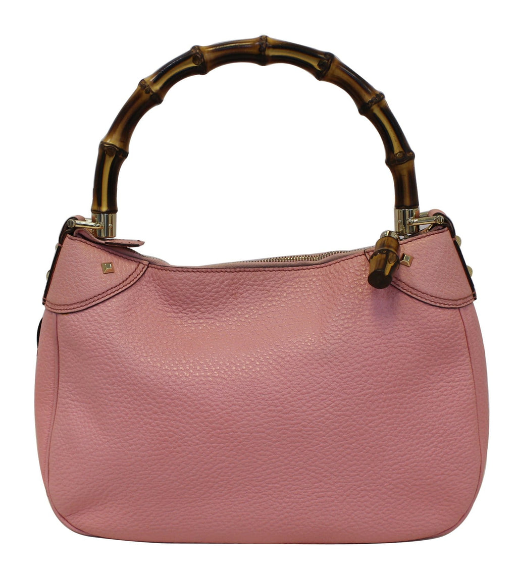 Gucci Bamboo Top Handle Pink Calfskin Leather Hobo Bag