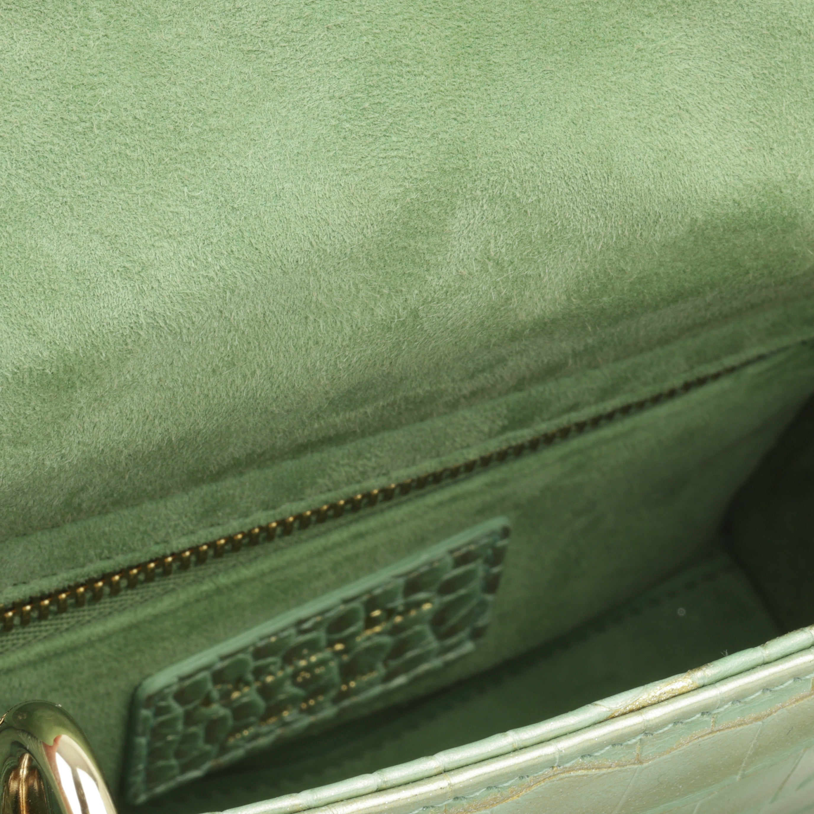 Christian Dior Mini Lady Dior - Green/Gold Crocodile