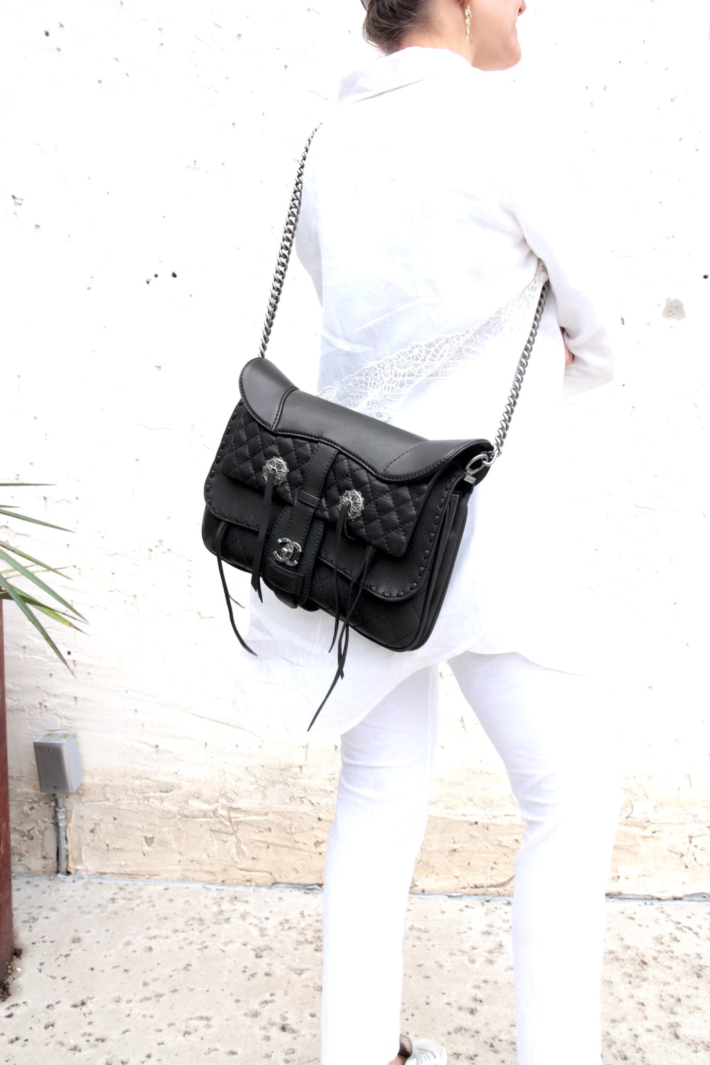 CHANEL Black Paris-Dallas Fringe Saddle Messenger Bag