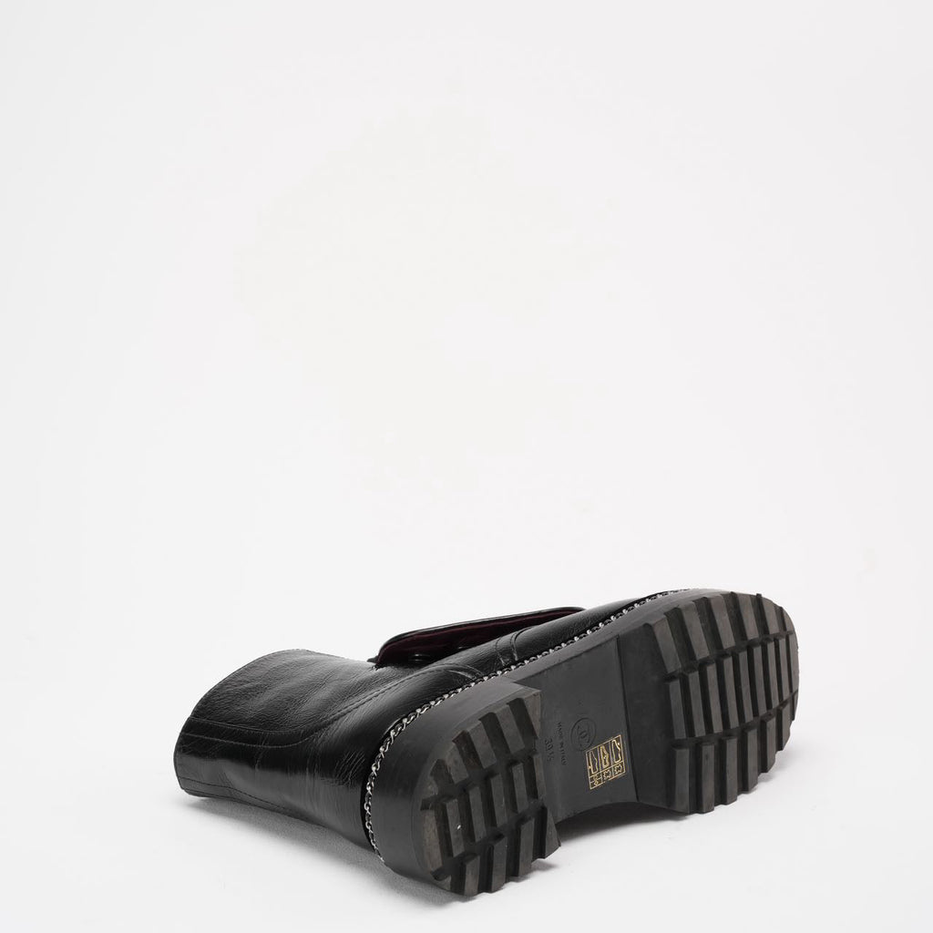 Chanel Black CC Pearl Detail Ankle Boots Size 39 ½