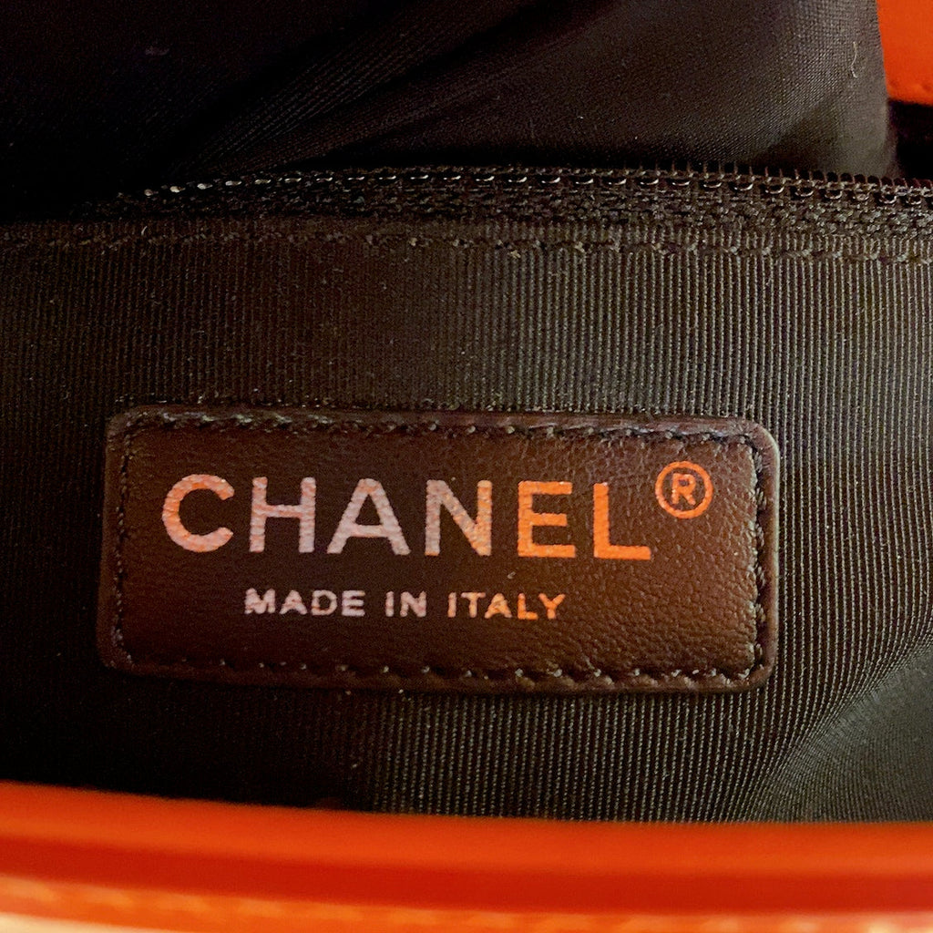 Chanel Patent Skin Quilted New Medium Le Boy Flap Orange