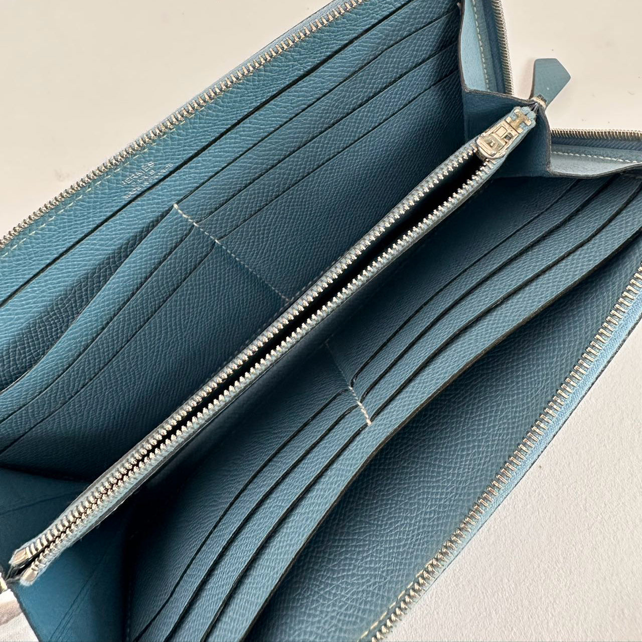 Hermes Long Wallet Blue Jean Epsom Leather 2012