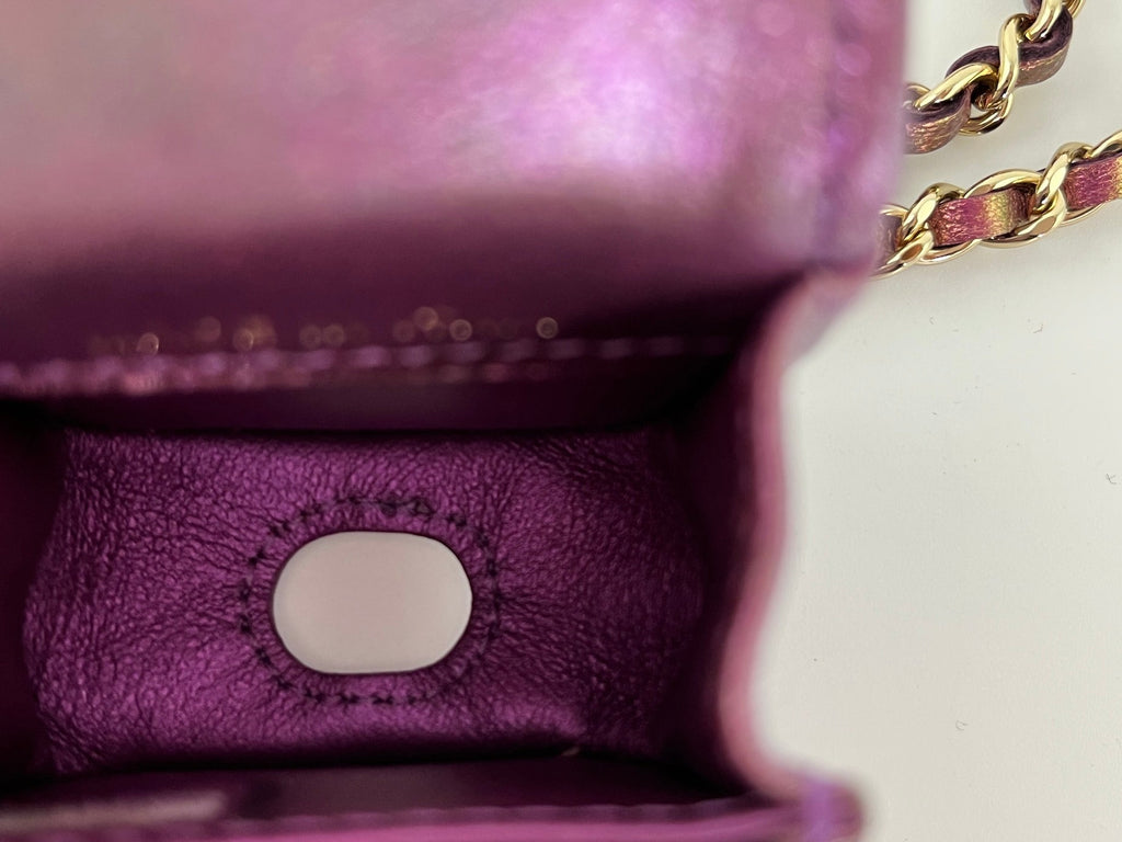CHANEL 2020 Iridescent Purple AirPods Case Holder with Chain