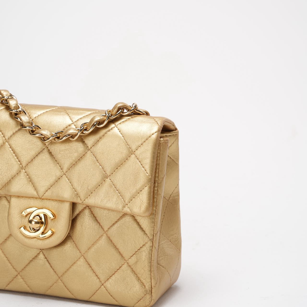 Chanel Golden Vintage Mini Flap Square Bag 2000s