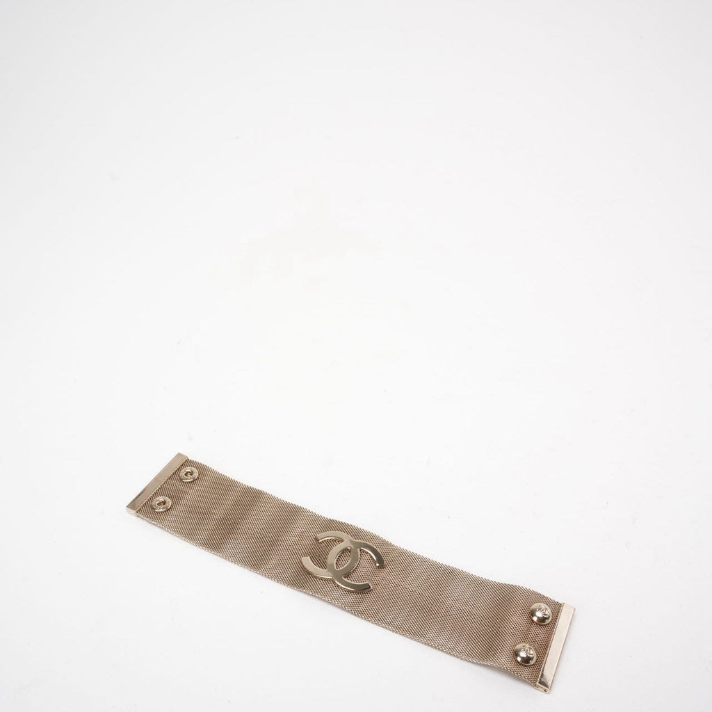 Chanel Metal Mesh CC Bracelet Light Gold