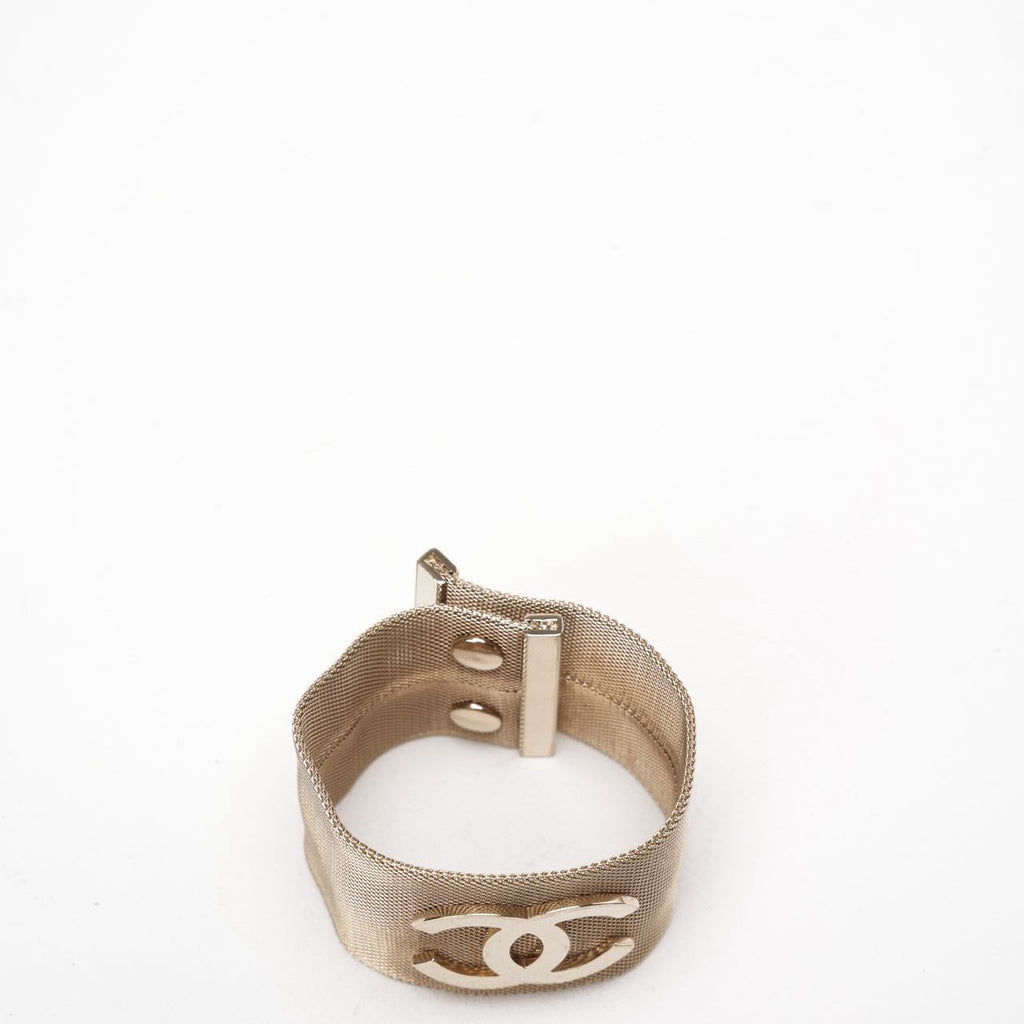 Chanel Metal Mesh CC Bracelet Light Gold