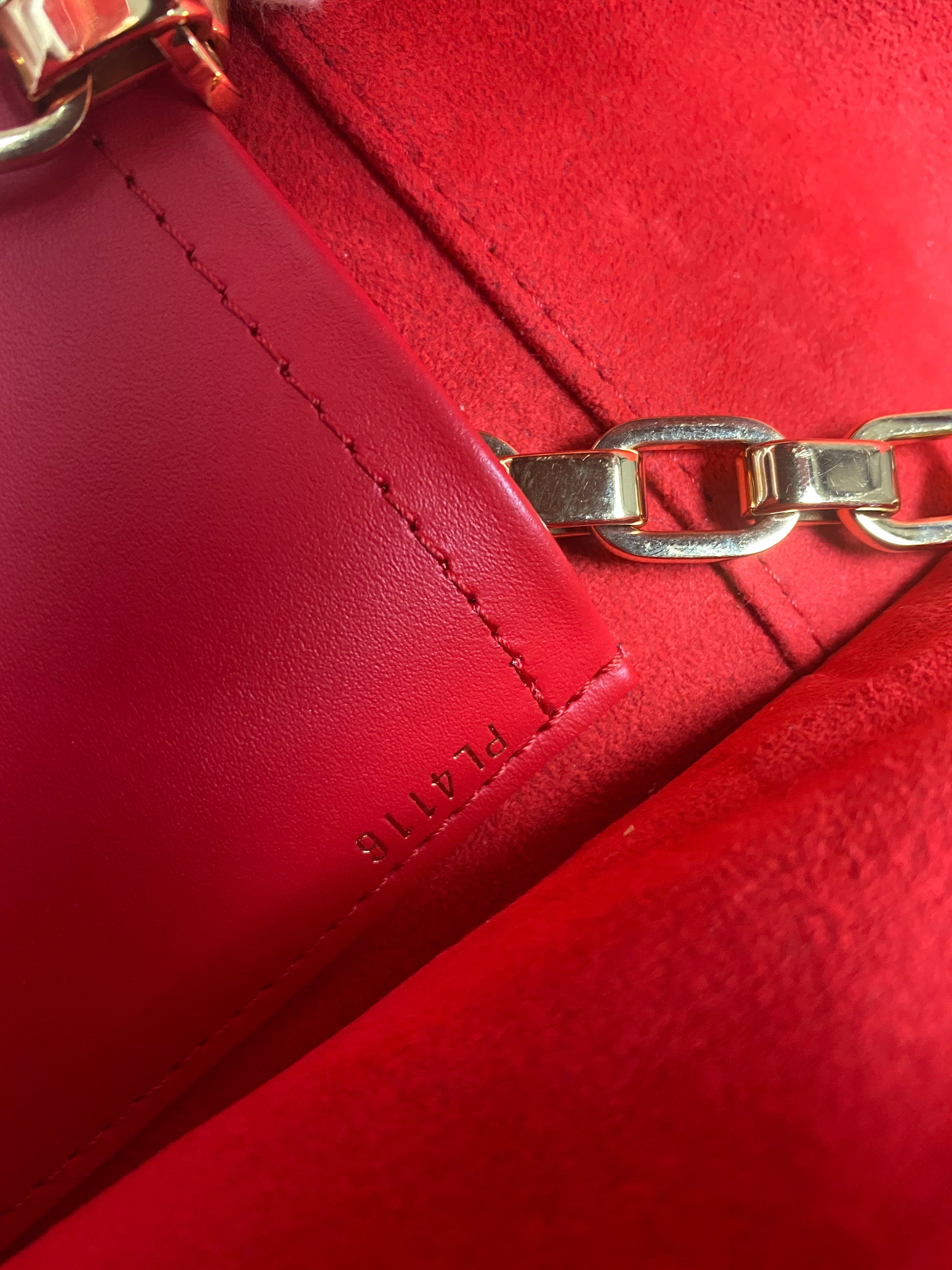 Louis Vuitton Red Leather Airy V Pochette Louise Chain Strap Bag