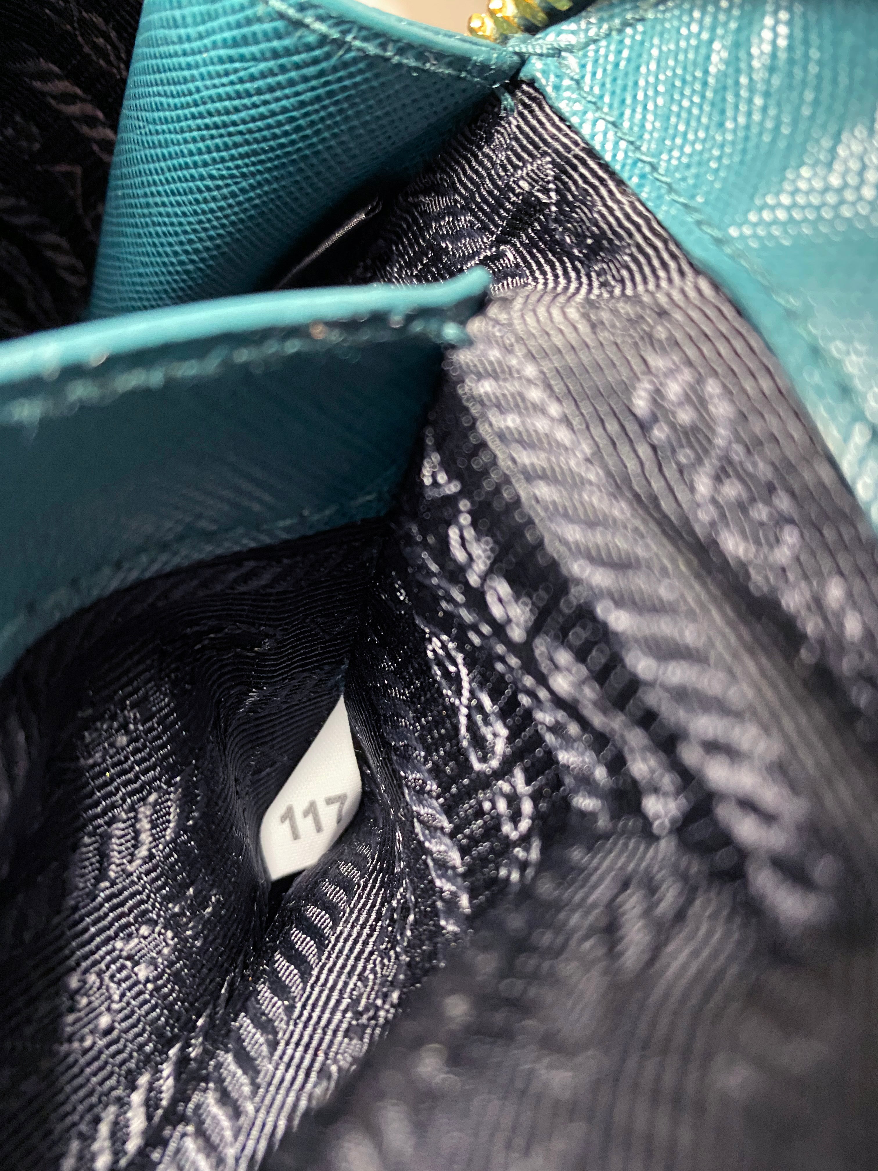 Prada Mini Promenade Teal Saffiano Leather Crossbody Bag