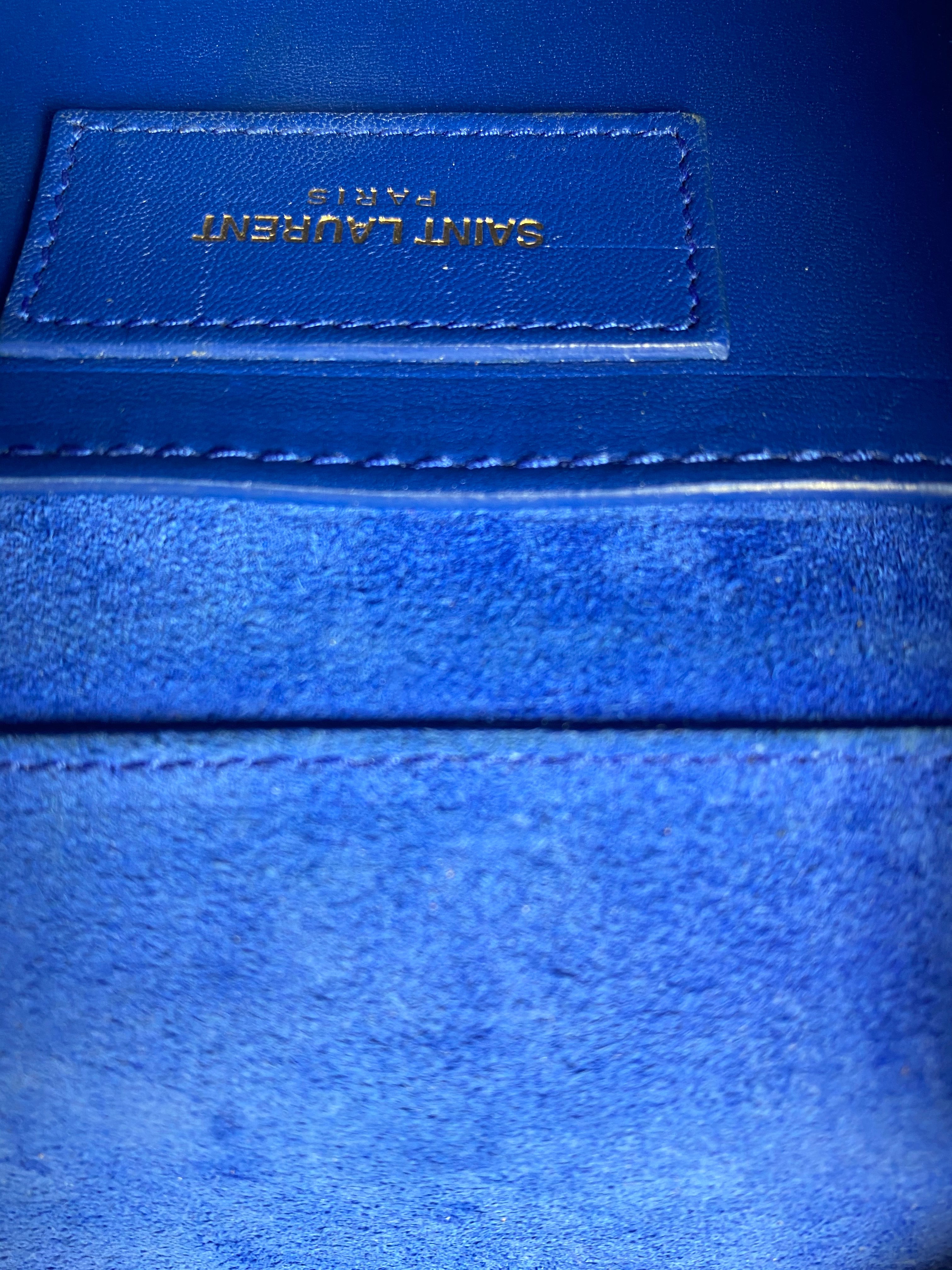 Saint Laurent Blue and Gold Mini Kate Crossbody Bag