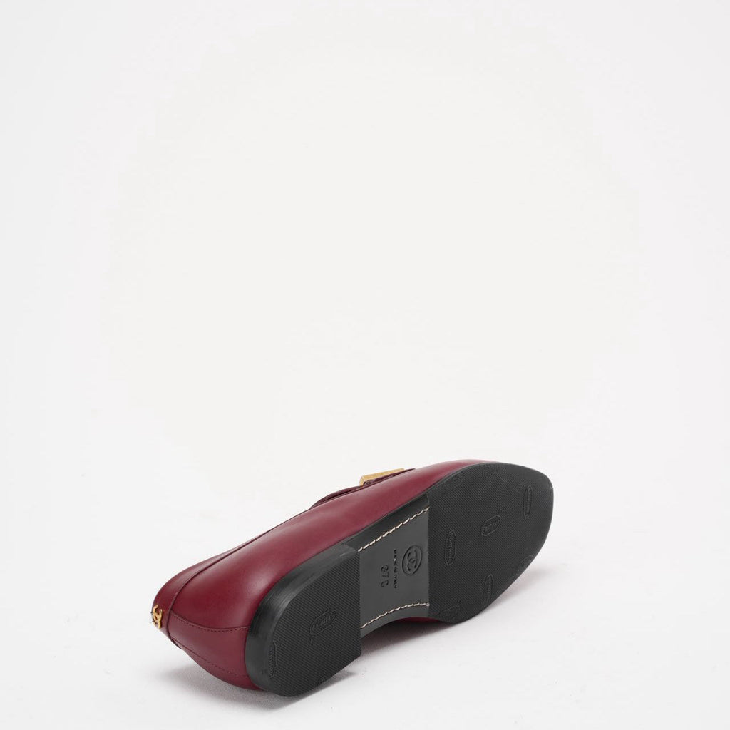 Chanel Burgundy Interlocking CC Logo Loafers Size 37