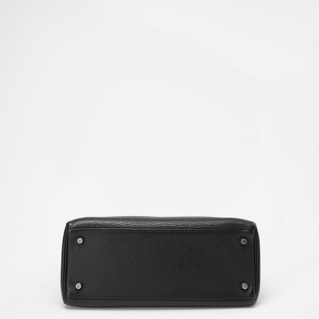 Hermès Black Kelly 28 P Square Togo Leather Palladium