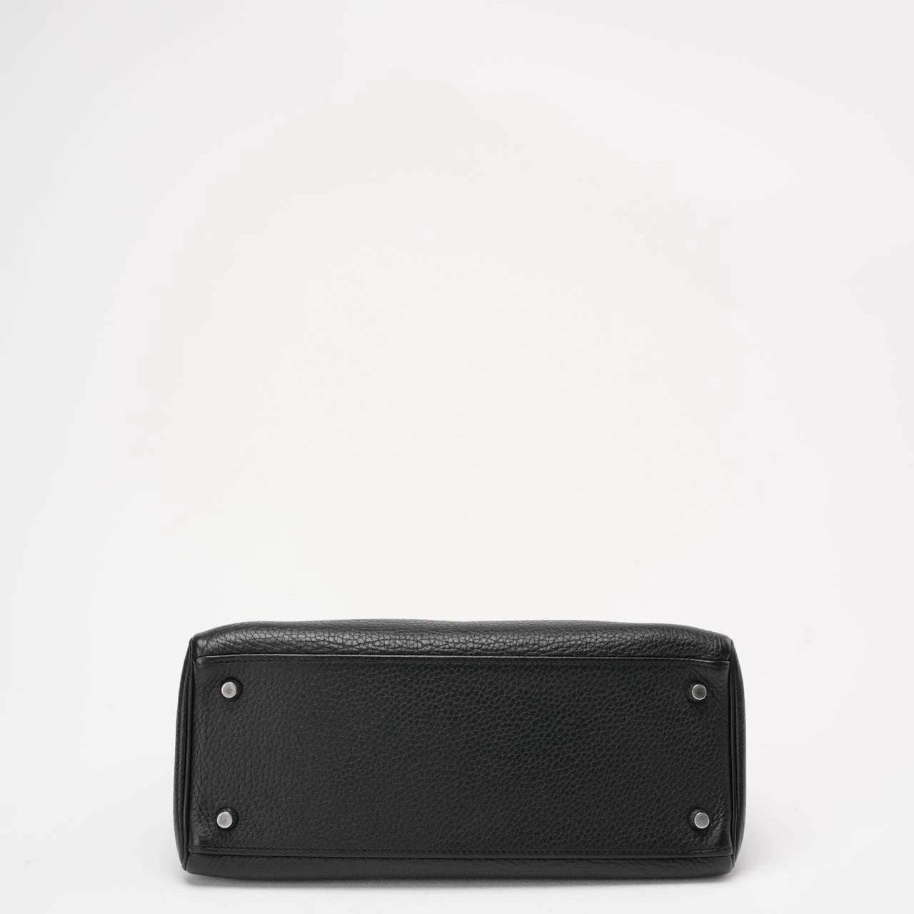 Hermès Black Kelly 28 P Square Togo Leather Palladium