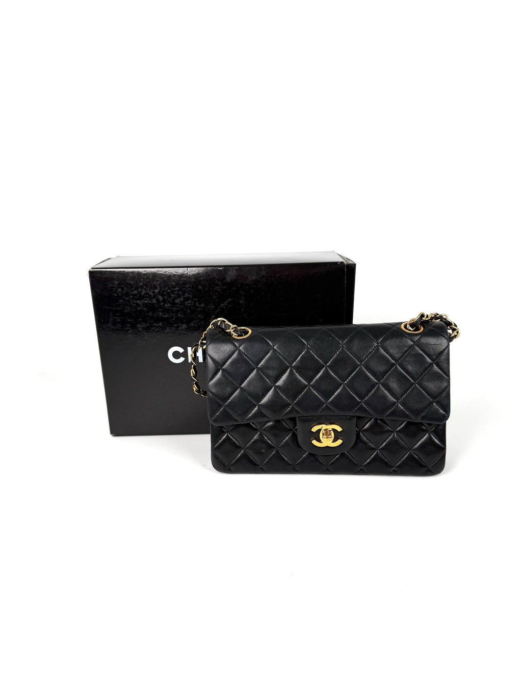 Vintage CHANEL Small Classic Quilted Lambskin Leather Double Flap Bag