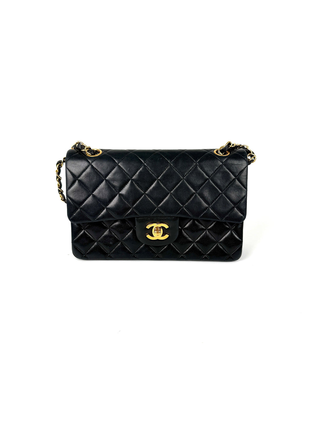 Vintage CHANEL Small Classic Quilted Lambskin Leather Double Flap Bag