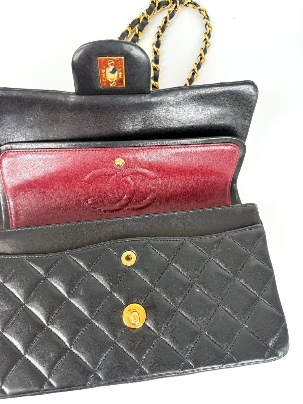 Vintage CHANEL Small Classic Quilted Lambskin Leather Double Flap Bag