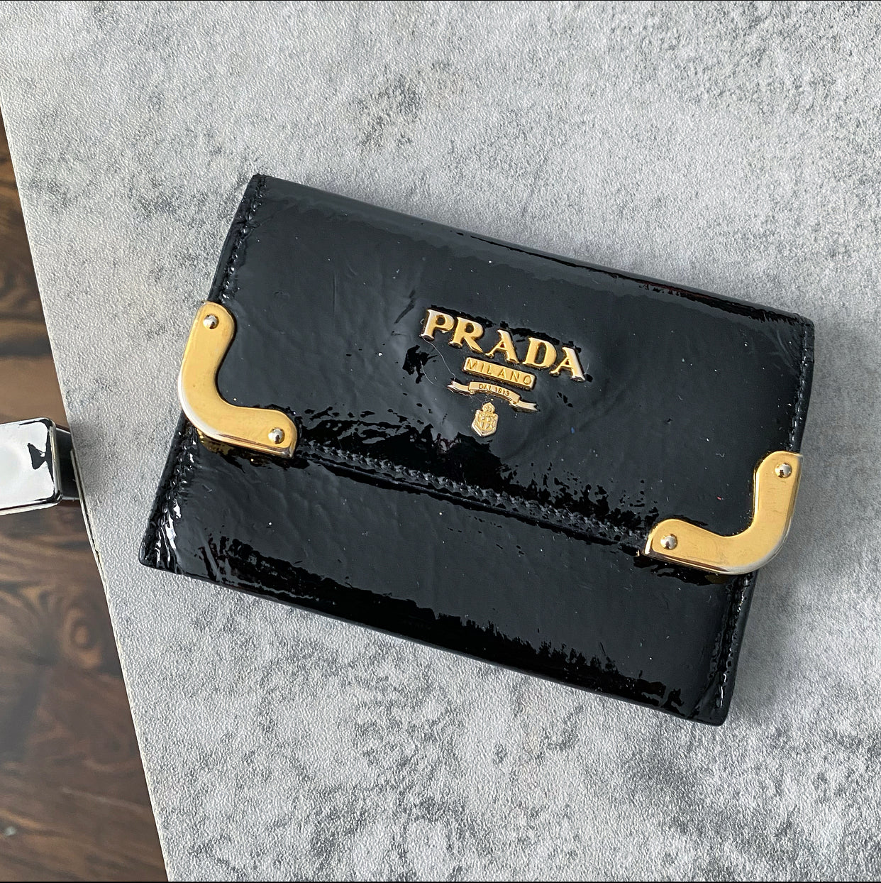 Prada Black Patent Leather  Holder