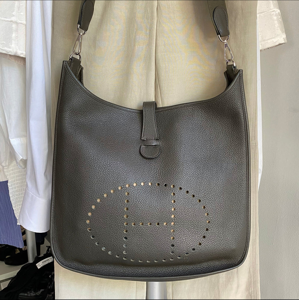 Hermes Evelyne 3 TGM Clemence Vert Bronze Crossbody Bag