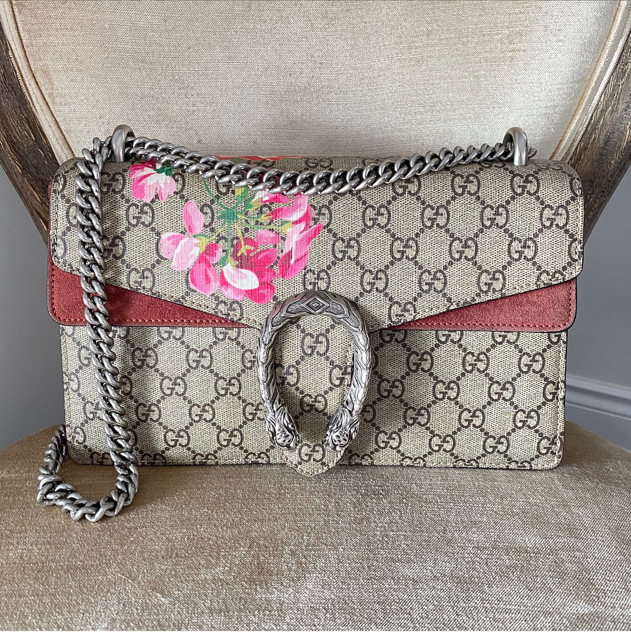 Gucci Monogram Canvas Small Dionysus Blooms Bag