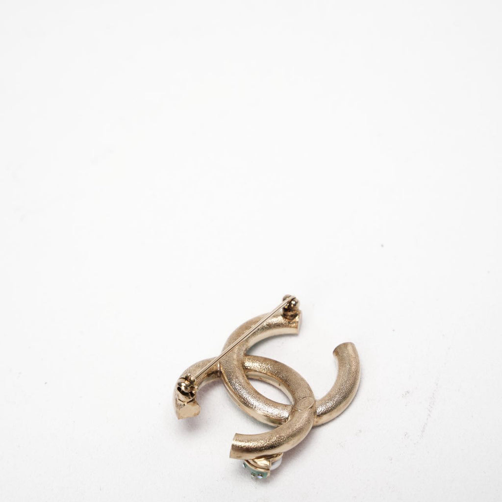 Chanel CC Logo Brooch Red and Green