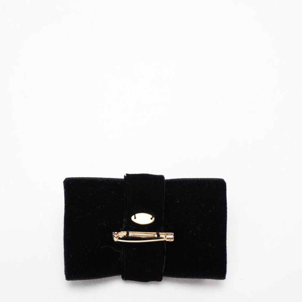 Chanel Black Velvet Bow Brooch