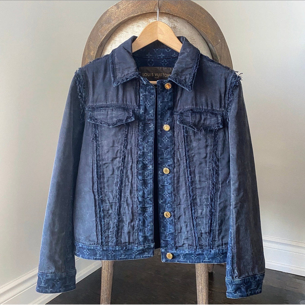 Louis Vuitton Monogram Blue Denim and Silk Jean Jacket - 38 / 6