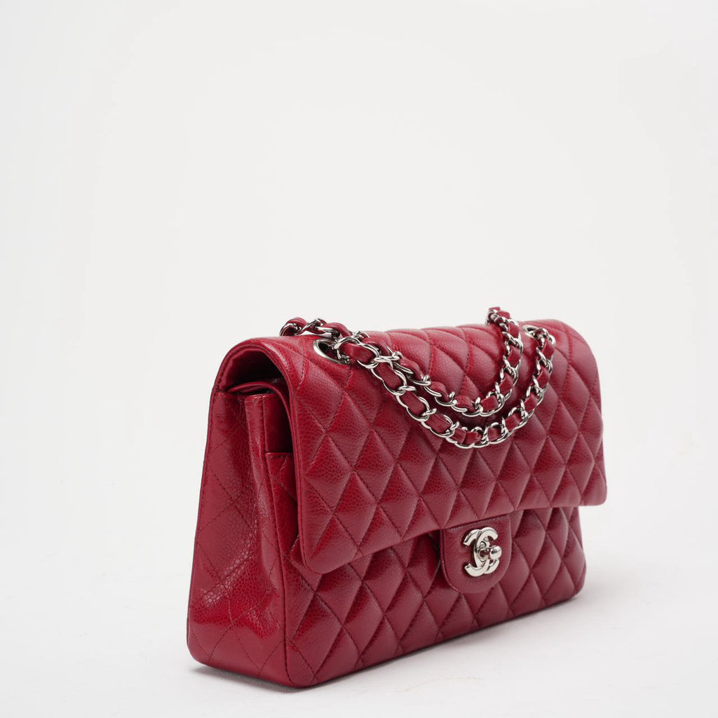 Chanel Burgundy Red Classic Flap Bag Caviar 2012