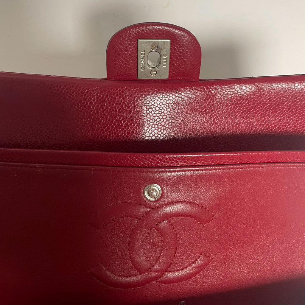 Chanel Burgundy Red Classic Flap Bag Caviar 2012