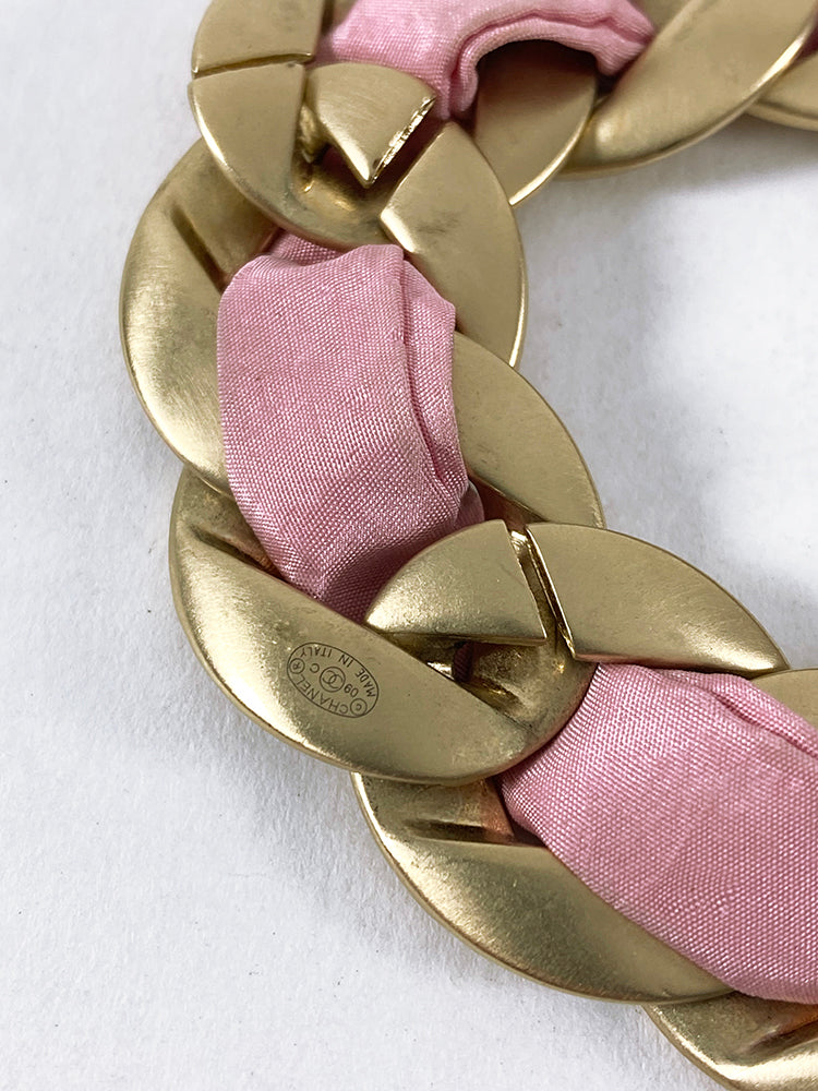 Chanel 09C Pink and Gold Chain Bracelet