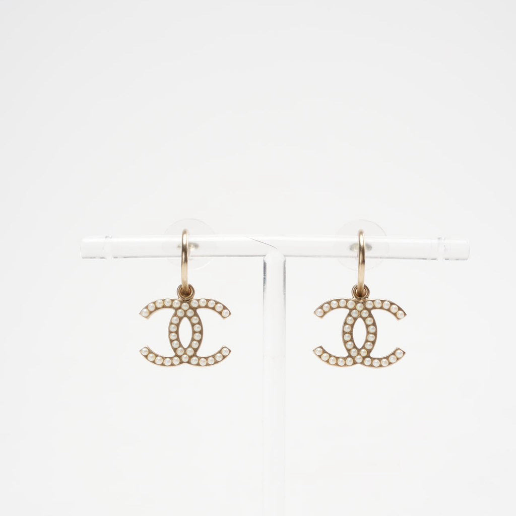 Chanel Pearl CC Drop Earrings