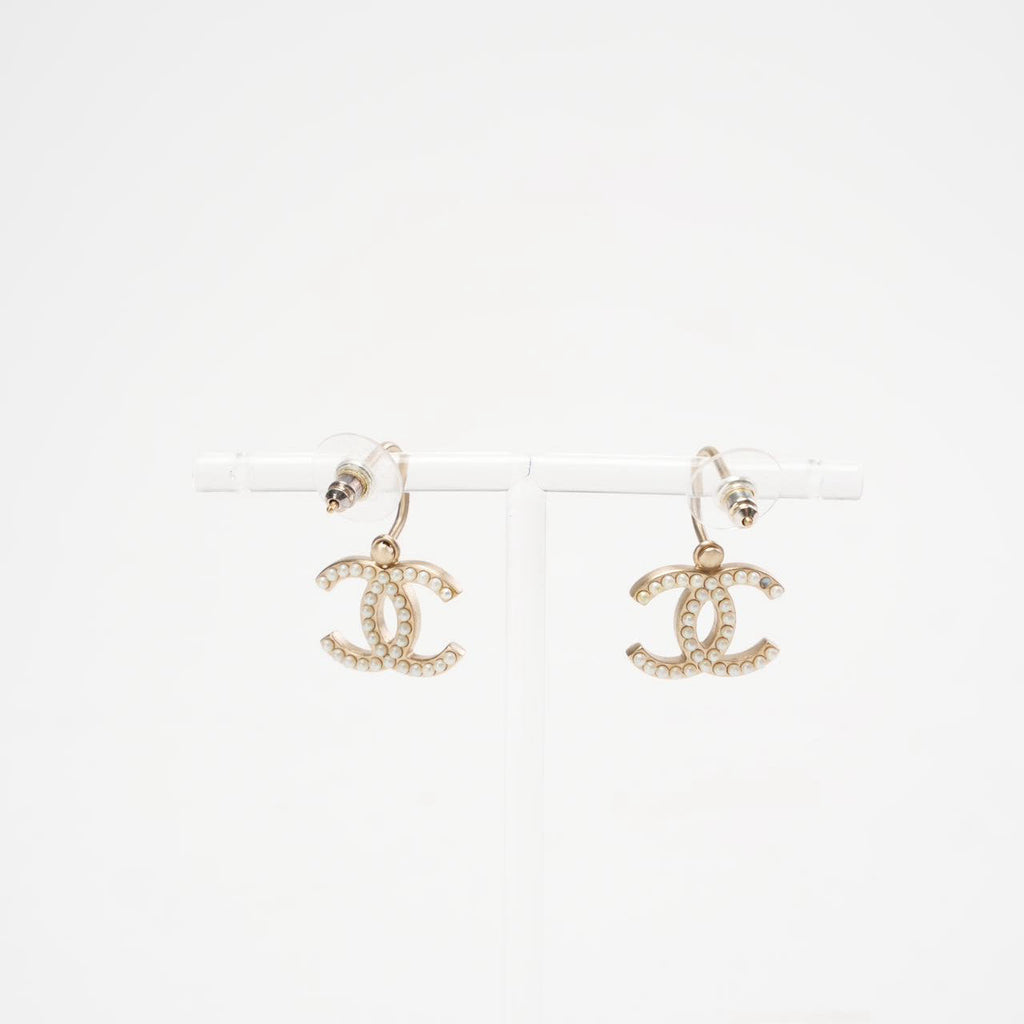 Chanel Pearl CC Drop Earrings
