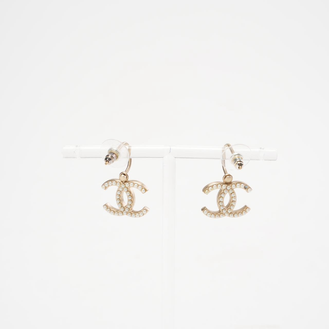 Chanel Pearl CC Drop Earrings