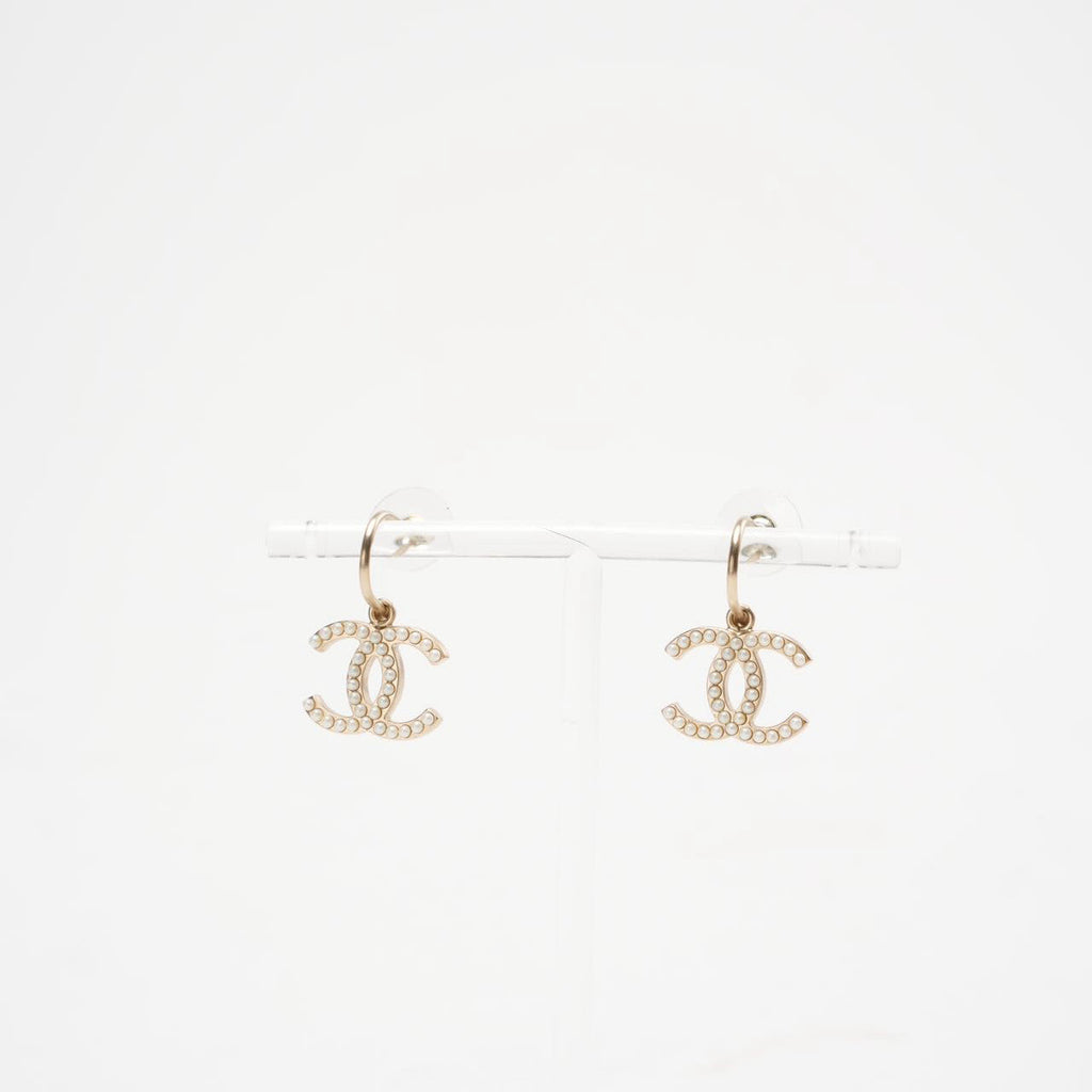 Chanel Pearl CC Drop Earrings