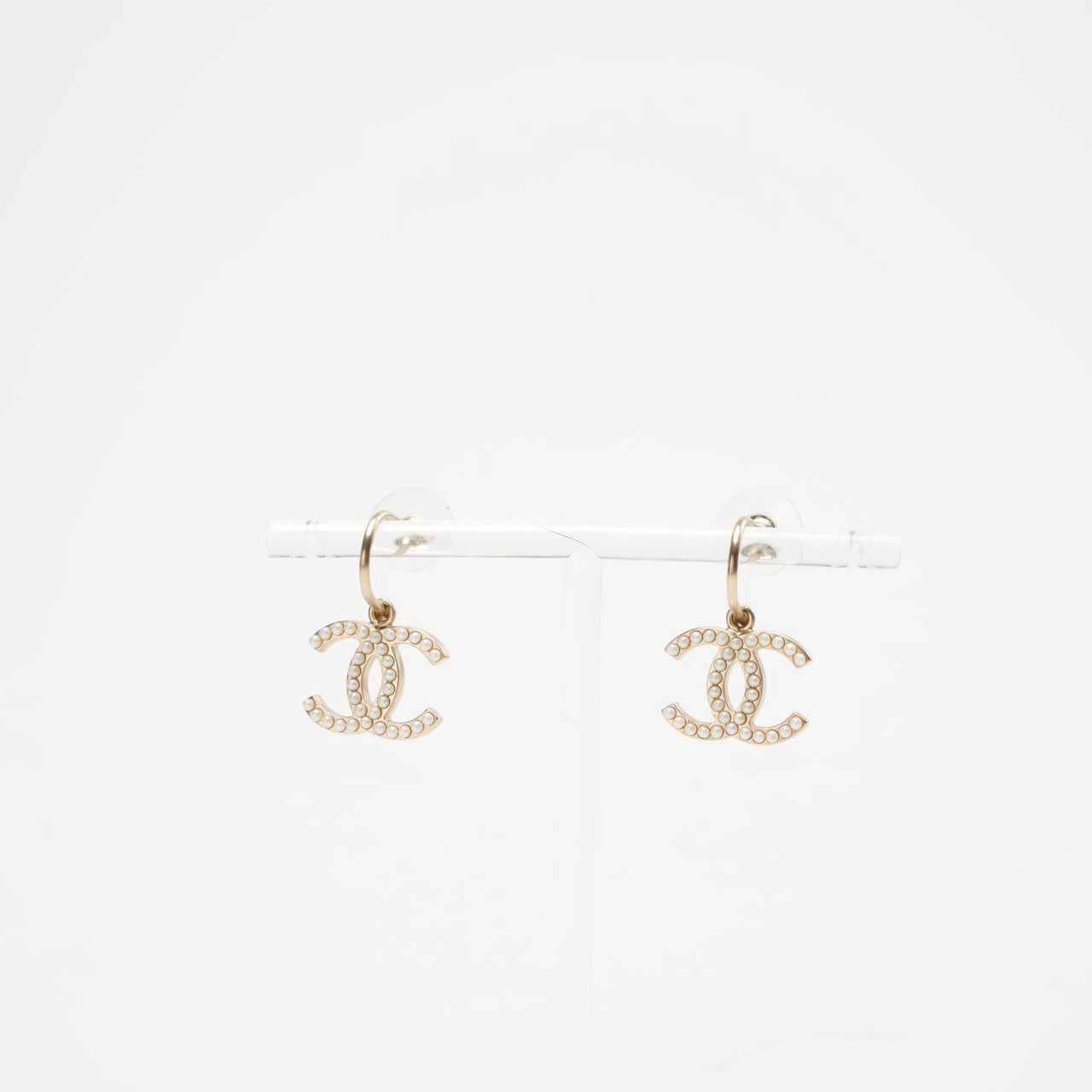 Chanel Pearl CC Drop Earrings