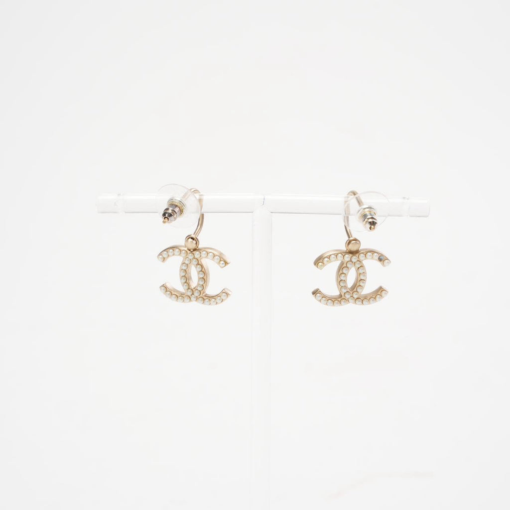 Chanel Pearl CC Drop Earrings