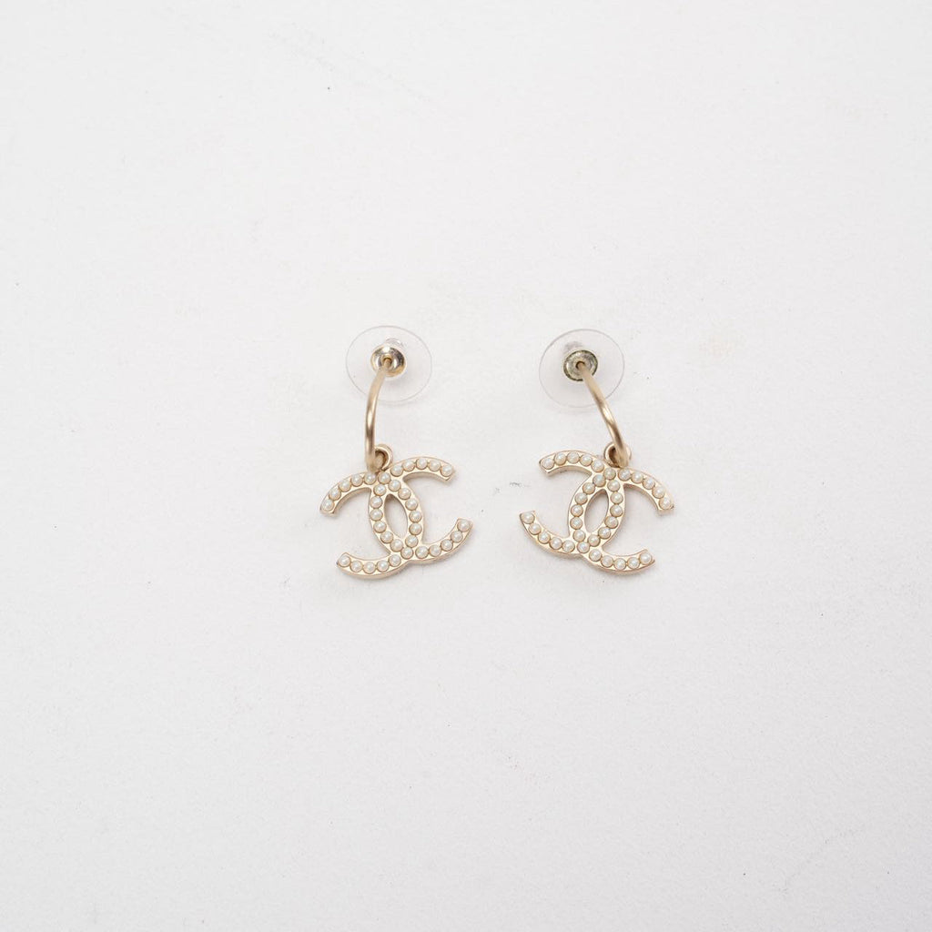 Chanel Pearl CC Drop Earrings