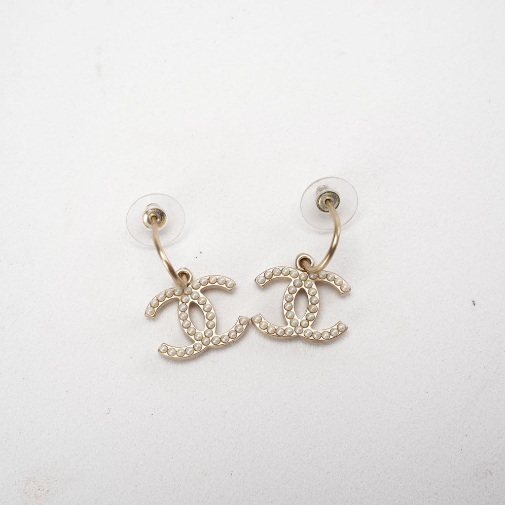 Chanel Pearl CC Drop Earrings