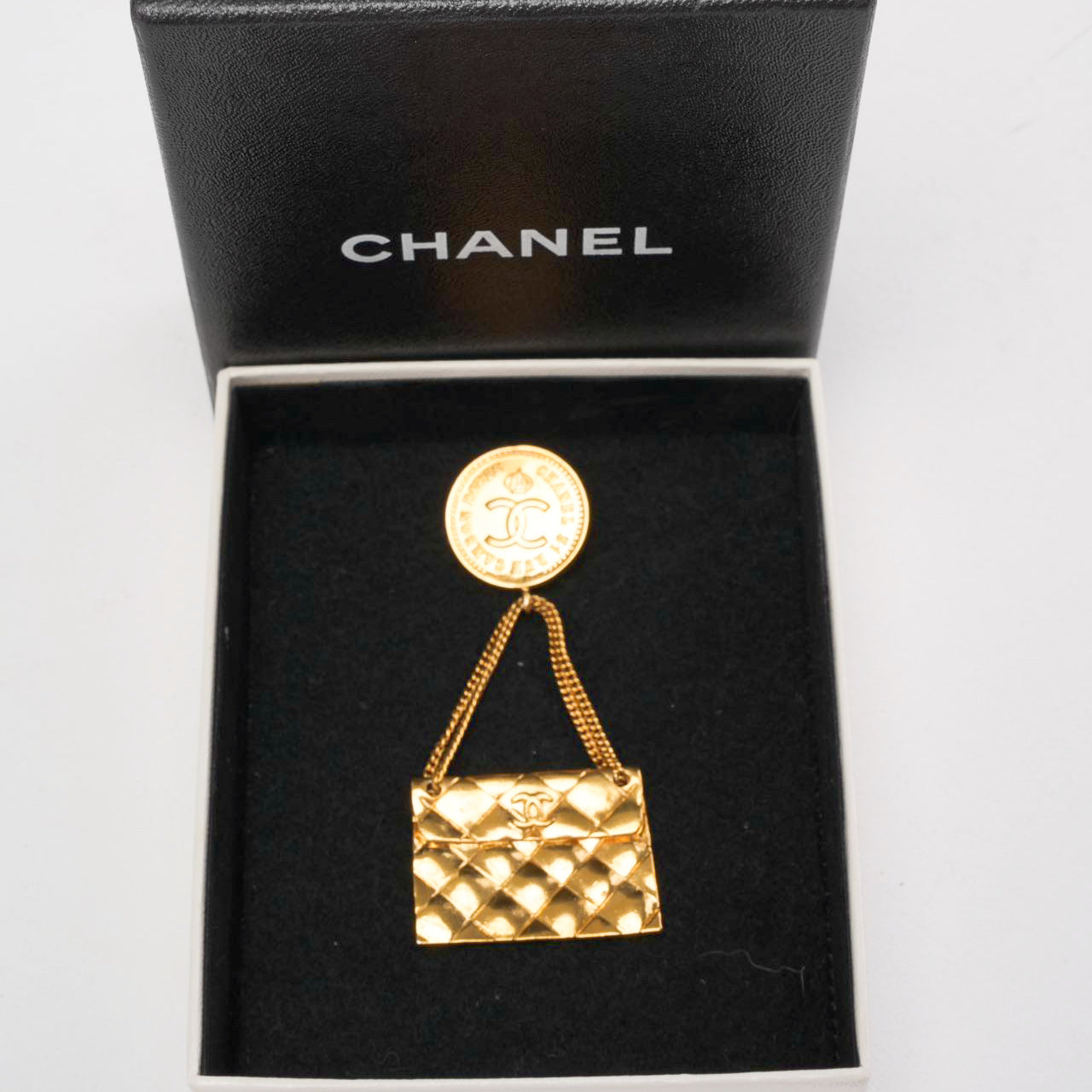 Chanel Vintage Gold Plated Coin Handbag Brooch