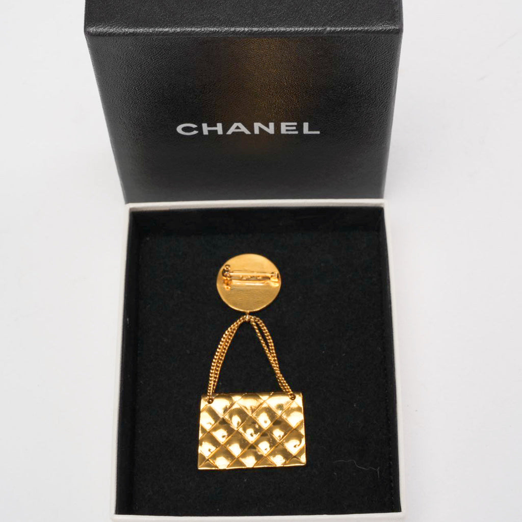 Chanel Vintage Gold Plated Coin Handbag Brooch