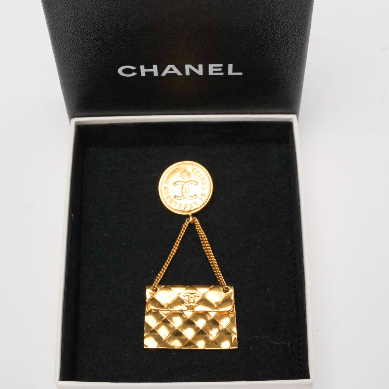 Chanel Vintage Gold Plated Coin Handbag Brooch